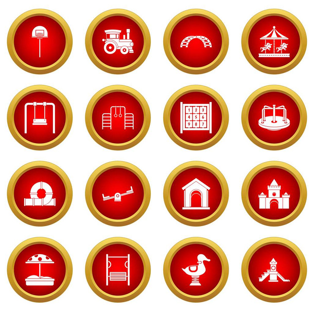Playground icon red circle set - Vector, imagen