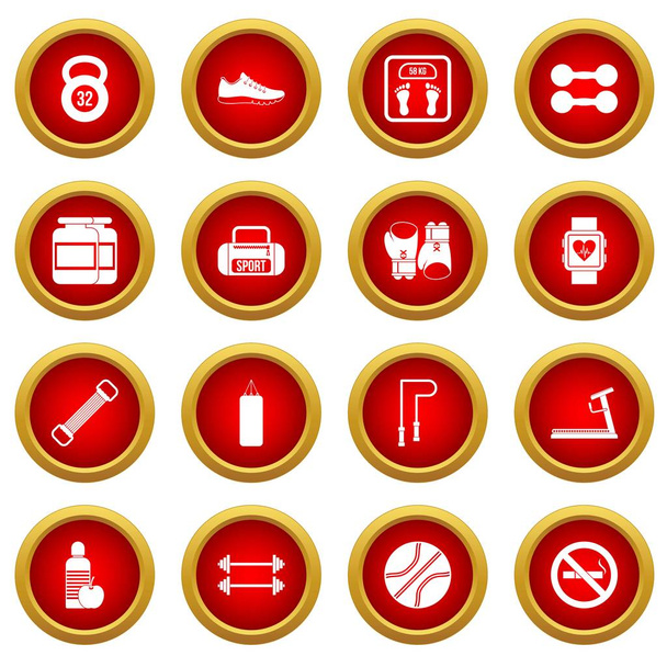 Gym icon red circle set - Vektör, Görsel