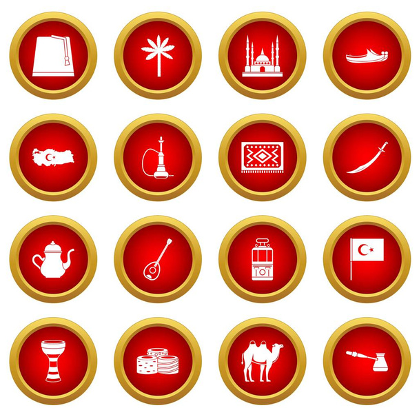 Turkey travel icon red circle set - Vector, Image