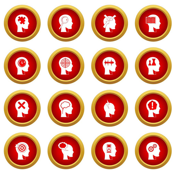Head logos icon red circle set - Vector, Imagen