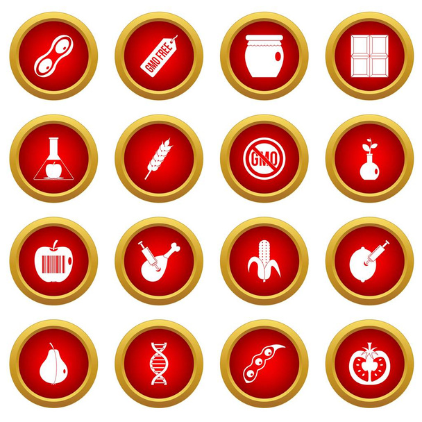 GMO icon red circle set - Vettoriali, immagini