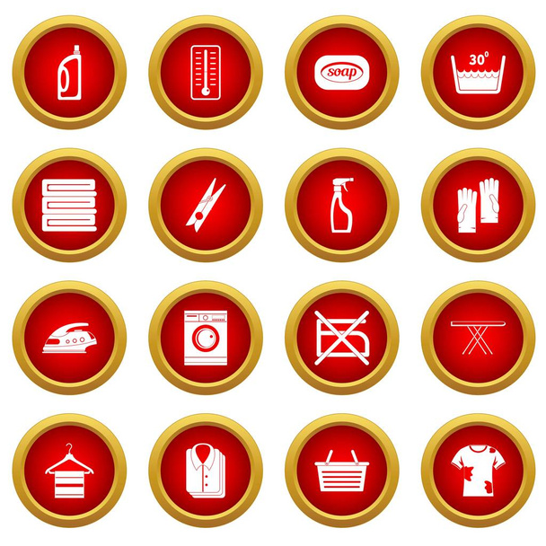 Laundry icon red circle set - Vector, imagen
