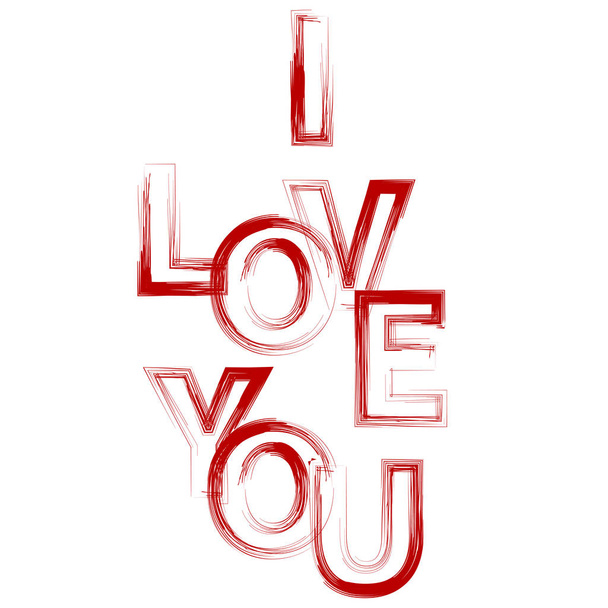 I Love You Red Text - Vector, Image