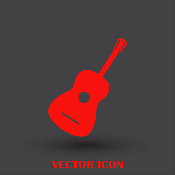 ギターのアイコン ベクトル、アコースティック楽器記号 - ベクター画像