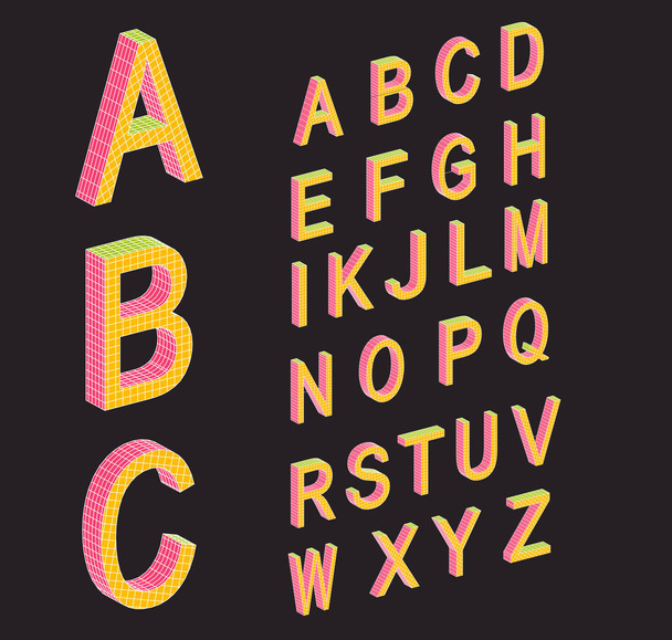 Colored isometric 3d font. - Vector, Imagen