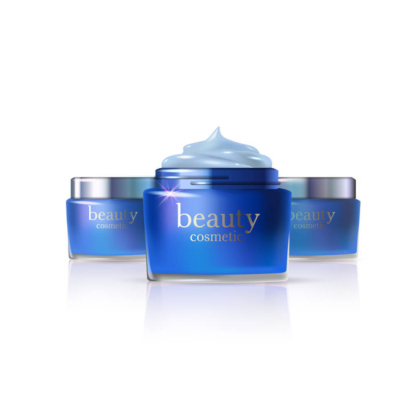 Cosmetic product blue cream or liquid. - Vector, Image