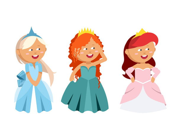 Princesses vector set cute collection of beautiful characters. - Vektori, kuva