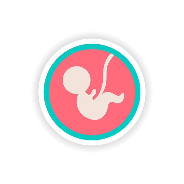 paper sticker on white background child in womb - Vector, Image