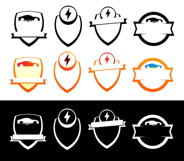 Set of Emblems with Electric Cars - Vector, Image