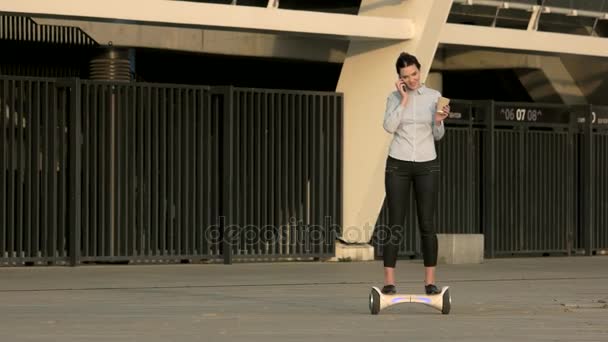 Businesswoman on hoverboard. - Footage, Video