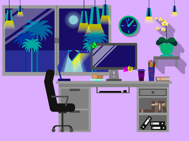 Night desktop. Vector illustration.  - Vector, Image