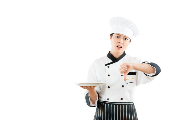 angry chef showing unhappy facial expressions - 写真・画像