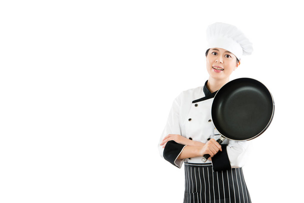 Chef sorridente isolado em fundo branco
 - Foto, Imagem