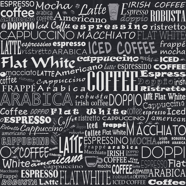 Kaffee Worte nahtlose Hintergrund - Vektor, Bild