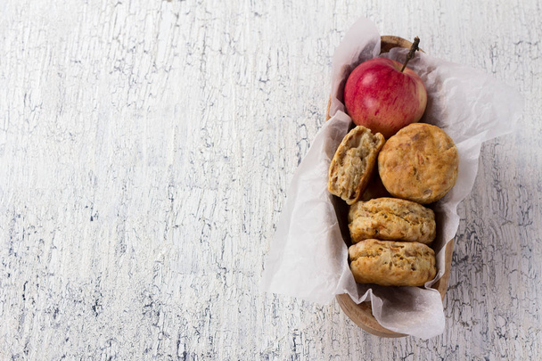 Apple scones on a white vintage surface - Photo, Image
