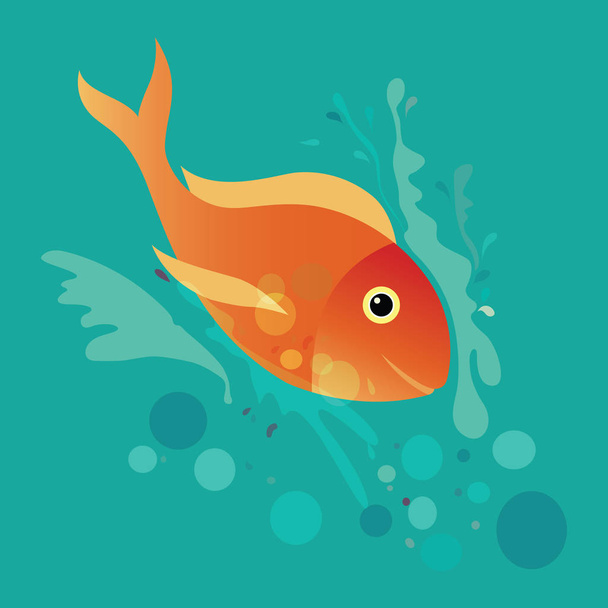 Swimming Orange Fish - Vector, Image