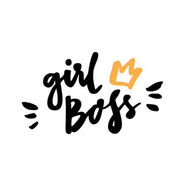 La citazione calligrafica "Girl boss" scritta a mano di inchiostro nero su sfondo bianco
. - Vettoriali, immagini