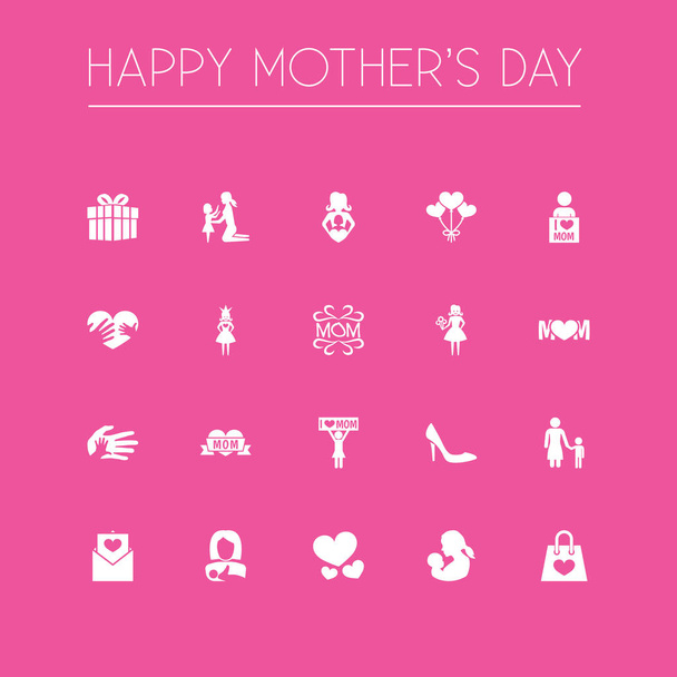 Mothers Day Icon Design Concept. Set di 20 elementi come pacchetto, aiutare e mamma. Bei simboli per il design, Bambino e Madre
. - Vettoriali, immagini