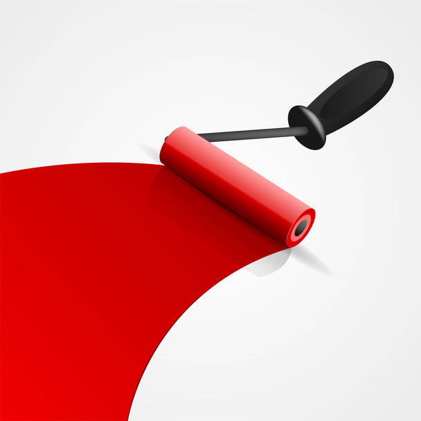 red Paintbrush Roller tool - Vektori, kuva