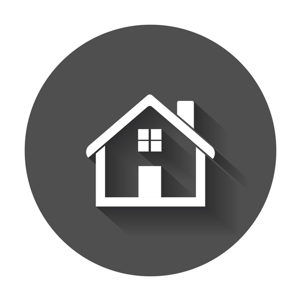 House flat vector icon. Home with long shadow. - Вектор, зображення