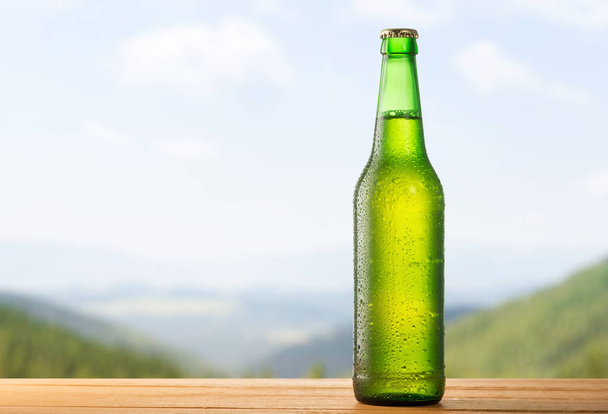  bottle of beer on a natural background - Foto, Imagem