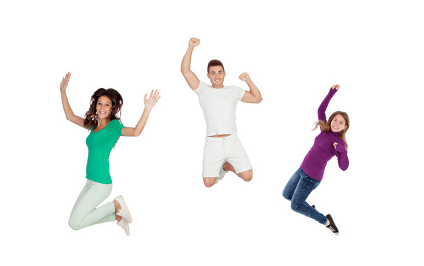 Onnellinen perhe Jumping  - Valokuva, kuva