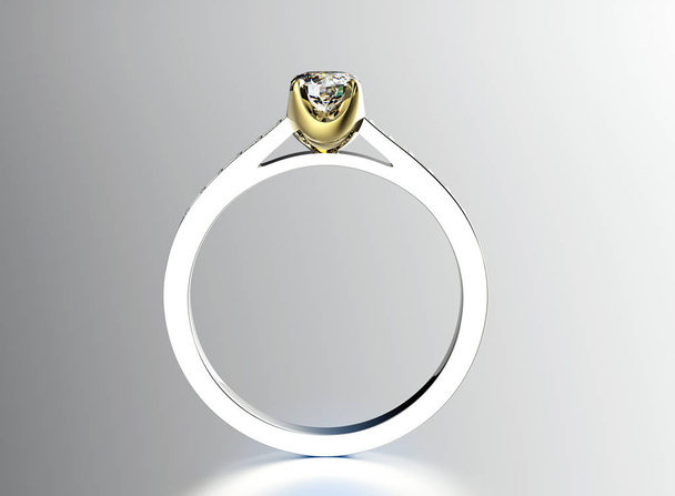 3D ілюстрація золота кільце з діамантом. Ювелірні вироби фону - Фото, зображення