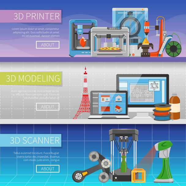 3D Printing Horizontal Banners - Vector, Image
