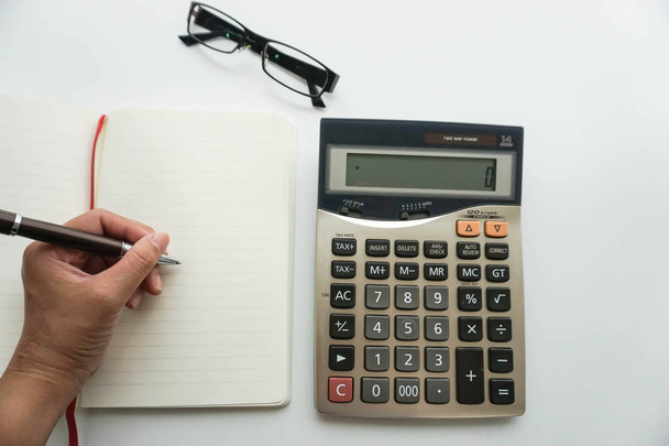 isolated accountant work on budget with calculator - Photo, Image