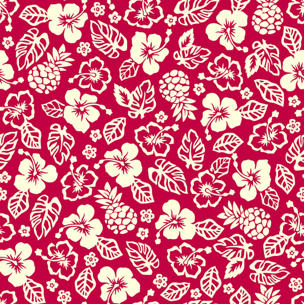 Hibiscus and pineapple pattern - Vecteur, image