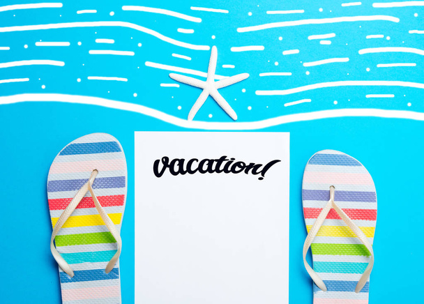 Havaian flip-flops and paper note - Photo, Image
