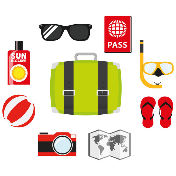 Ilustração design plano Summer Holiday Travel
 - Vetor, Imagem