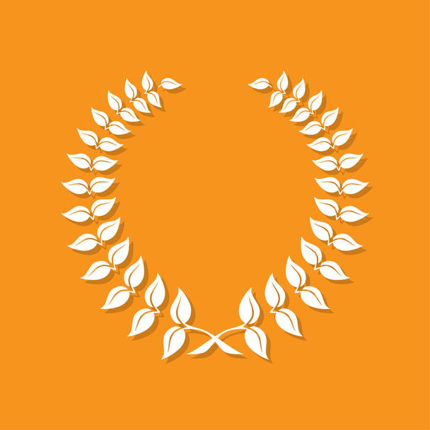 Laurel wreath icon with shadow in a flat design. Vector illustration - Vector, Image