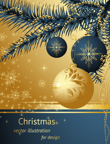 Christmas background with baubles and christmas tree - Vektor, kép
