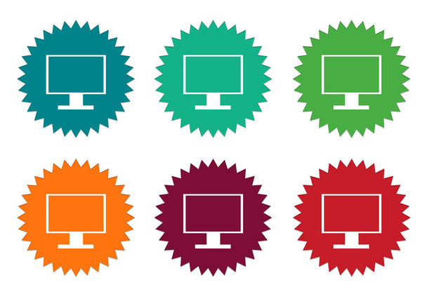Set of colorful stickers icons with tv screen of computer monitor symbol - Photo, Image