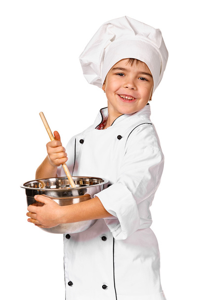 Petit chef préparant un repas sain
 - Photo, image