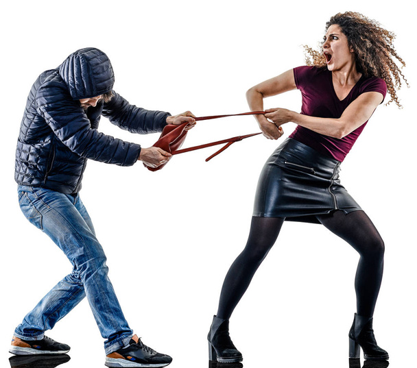woman thief aggression self defense isolated - Foto, Imagem