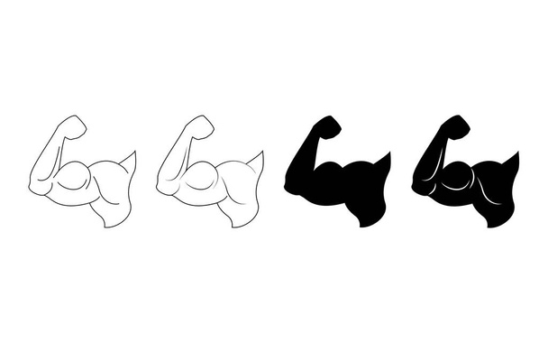 Hand van bodybuilder ingesteld logo. Sport embleem, pictogram. - Vector, afbeelding