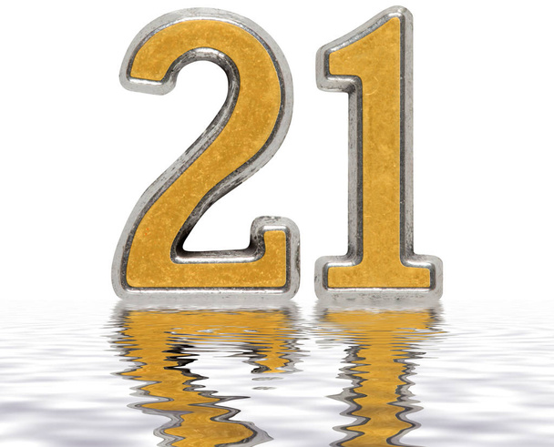 Numeral 21, vinte e um, refletido na superfície da água, isolado
 - Foto, Imagem