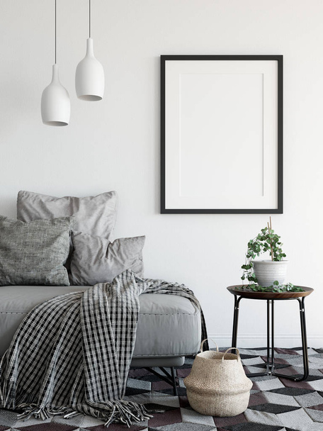 mock up posters in living room interior - Photo, Image