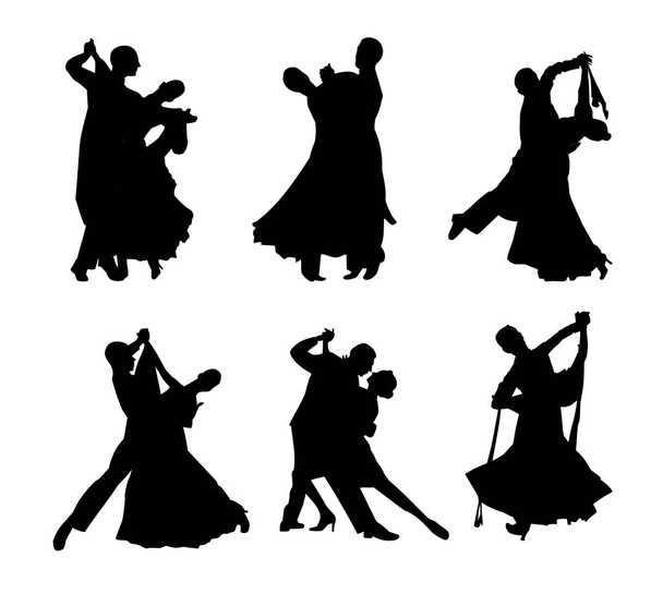 踊るカップルのシルエットのベクター セット - ベクター画像