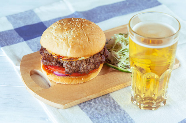 home made burgers on wooden background - Foto, immagini
