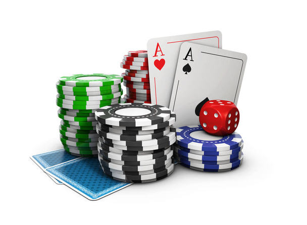 3D-Illustration eines Hintergrunds mit Casino-Elementen - Foto, Bild