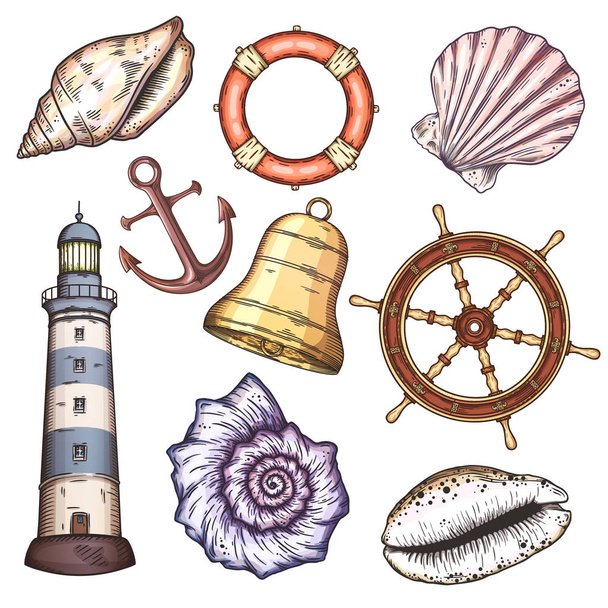 Nautical illustrations set. - Vektor, Bild