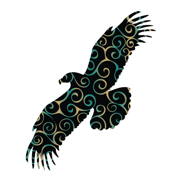 Eagle bird color silhouette animal - Vettoriali, immagini