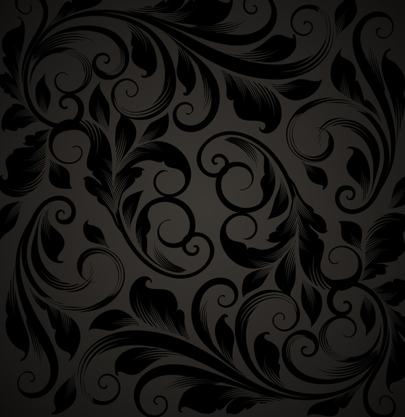 壁紙デザイン、黒、茶色のための花パターンとのシームレスな花の背景 - ベクター画像