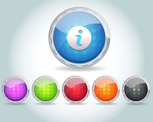 Vector Glossy Sphere Info Icon Button and multicolored - Vektör, Görsel