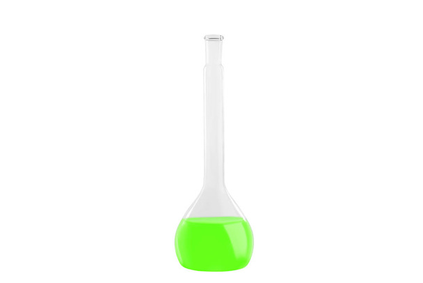 Reagenzglas mit Kräuterflüssigkeit, isoliert auf weißem Hintergrund. Medizin, Chemie. horizontaler Rahmen - Foto, Bild