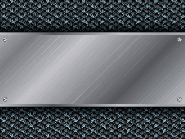 Metal background banner with hexagons. - Vector, Image