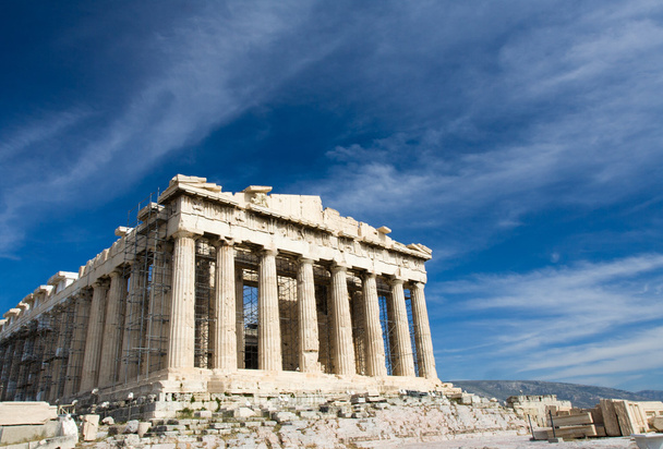 starożytne Partenonu w Atenach Akropol na niebieski niebo backgro - Zdjęcie, obraz